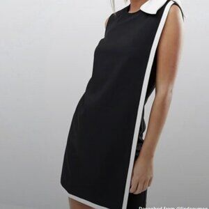 Ted Baker Black and White Dress with White Shoulder Bow